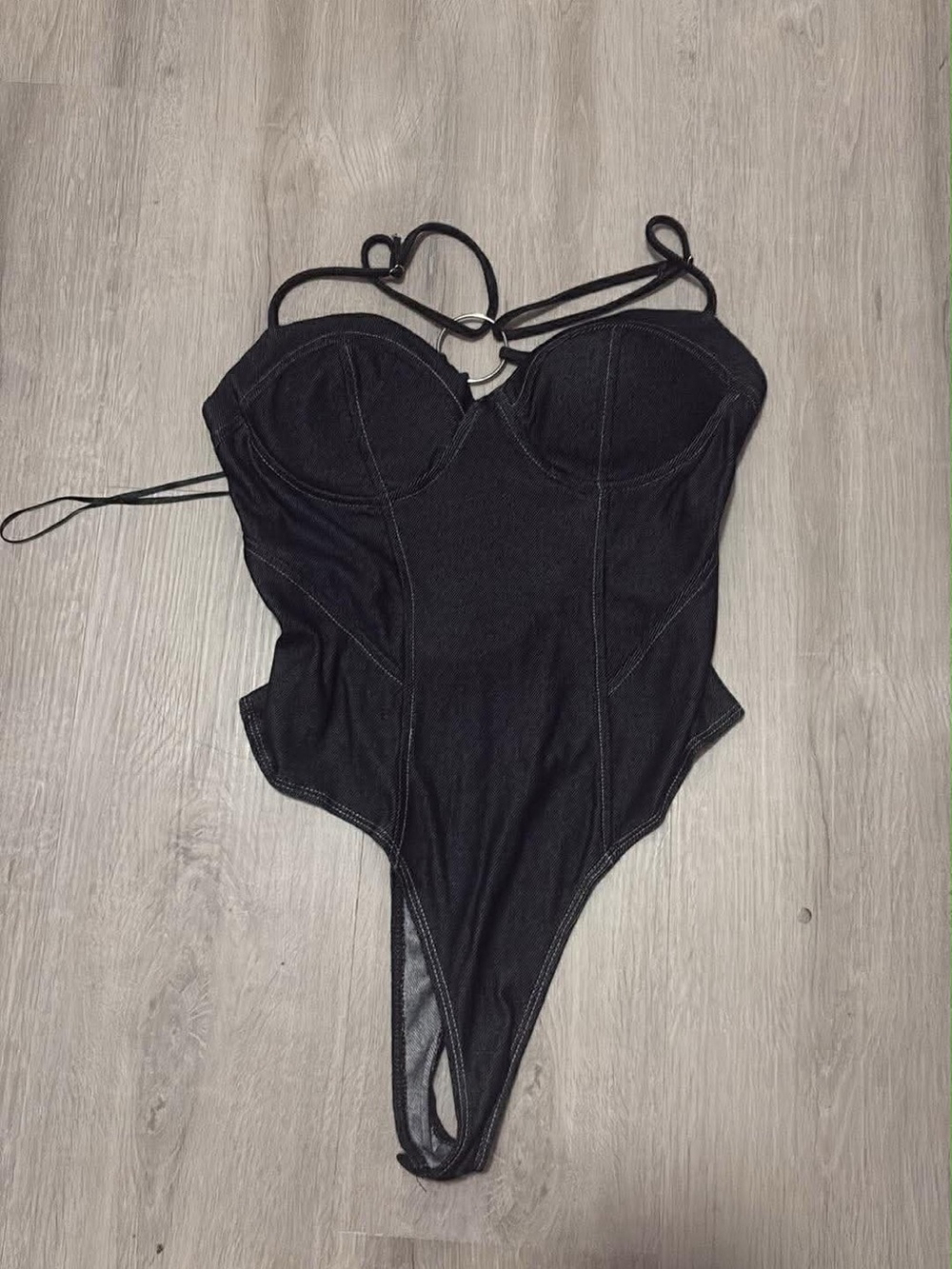 Windsor Black Strappy Bustier Bodysuit